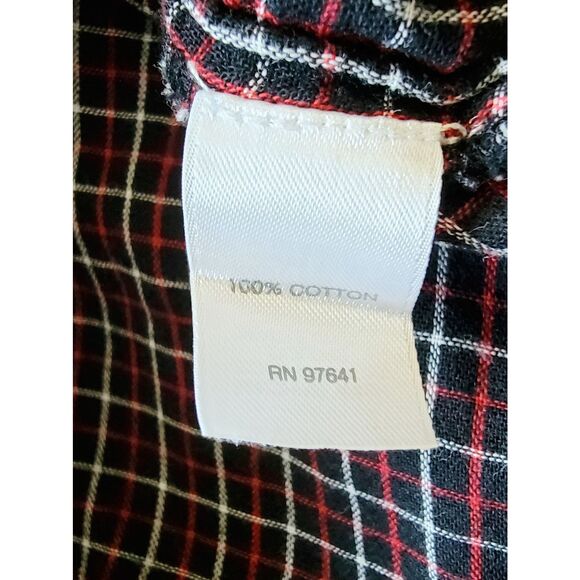 J. Jill PM Shirt Womens Button Up Plaid Red Black Cotton LS Checkered Petite Med - Picture 7 of 7